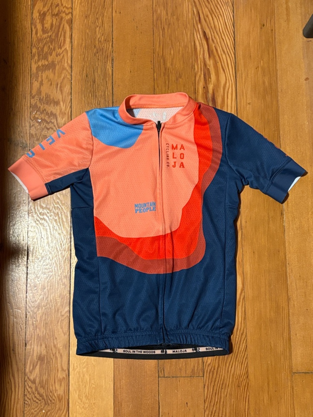 Maloja Kids Short Sleeve Cycling Jersey - Coral, Red & Navy
